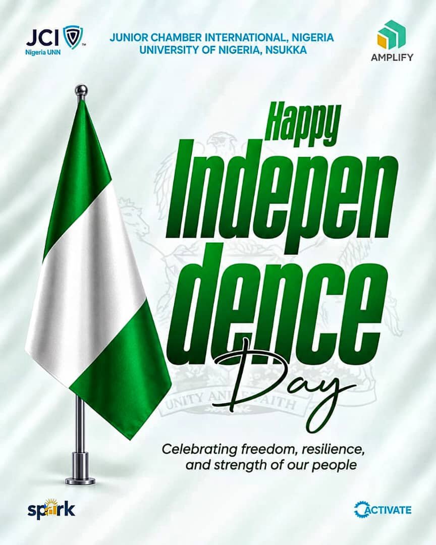 JCIN_UNN's tweet photo. Happy Independence Day Jaycees🇳🇬❤️
Today we celebrate our great nation, her growth and strength while continuing to inspire leadership and active citizenship for a greater Nigeria.
Together we build a powerful Nation.
#ACTIVATE
#AMPLIFY
#SPARK
#JCINUNN
#JCINigeriacollegiate https://t.co/yo5ssYcXjz