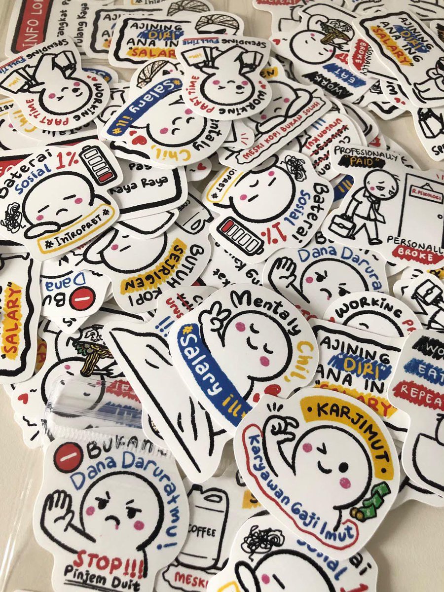 bIueskyse's tweet photo. EHH LUCU JUGA YA BAGI-BAGI STICKER KAYAK GINI 🤣☝🏻 bisa banget buat kenang-kenangan pas resign! https://t.co/eK2rHL54P3