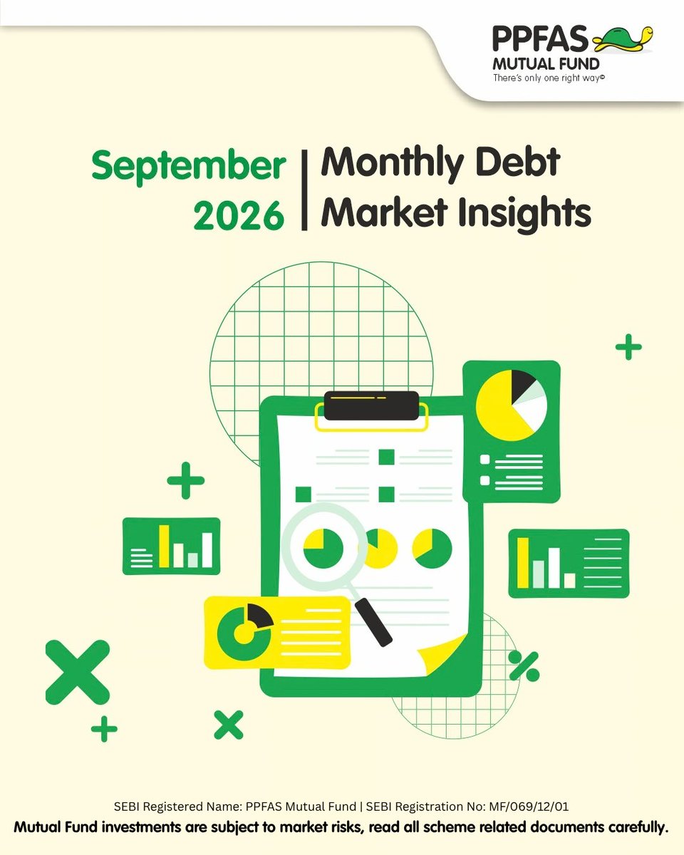 ppfasmf's tweet photo. September 2026 Debt Market Overview. Stay connected to the latest movement in the fixed-income space with PPFAS Mutual Fund.

Click on the link below to read the full report.
https://t.co/5cDdQDIHje

#DebtMarket #FixedIncome #MarketOutlook #Debt #PPFASMutualFund https://t.co/pT0mM6IHrf