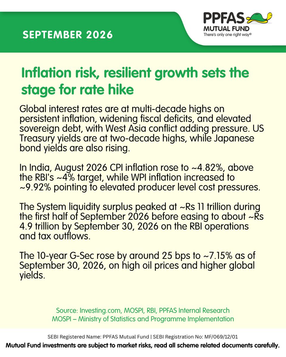 ppfasmf's tweet photo. September 2026 Debt Market Overview. Stay connected to the latest movement in the fixed-income space with PPFAS Mutual Fund.

Click on the link below to read the full report.
https://t.co/5cDdQDIHje

#DebtMarket #FixedIncome #MarketOutlook #Debt #PPFASMutualFund https://t.co/pT0mM6IHrf
