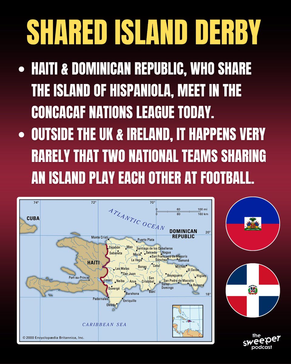 SweeperPod's tweet photo. 🏝️ It’s shared island derby day in the Caribbean: 🇩🇴 Dominican Republic v Haiti 🇭🇹 https://t.co/Hpw1RMYbaT