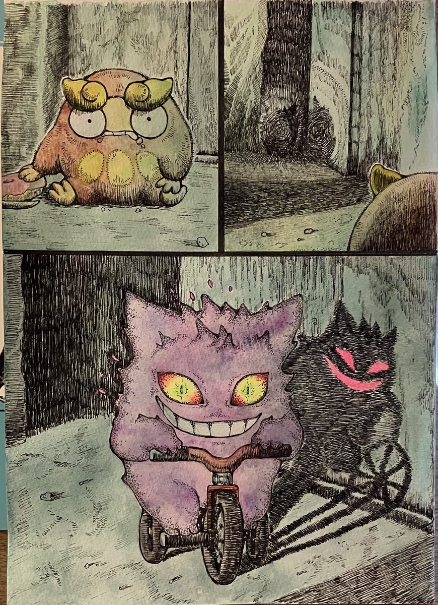 rokkakudaifuku's tweet photo. 【ポケモンで映画の名場面】
ただただ怖いゲンガーを描くシリーズ

◽️SAW◽️
SAWといえばやっぱり、この場面かなと思います。
流石にダルマッカに血はまずいと思ったので、和らげました
SAWはもう続編出ないんですかね？

#ポケモン #pokémon https://t.co/pdXKWskwEV