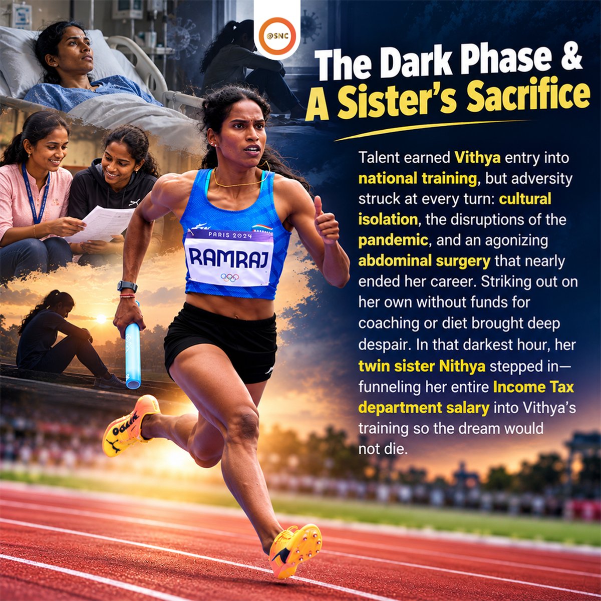 SNCoffice's tweet photo. From Meenakshipuram to the Golden Stage.
A journey of determination, family sacrifice, setbacks, and an unbreakable dream. Vithya’s story is a reminder that every great victory begins with the courage to keep going.
Dream. Sacrifice. Persevere. Triumph.
#VithyaRamraj #SNC https://t.co/JC1qYwfxDF