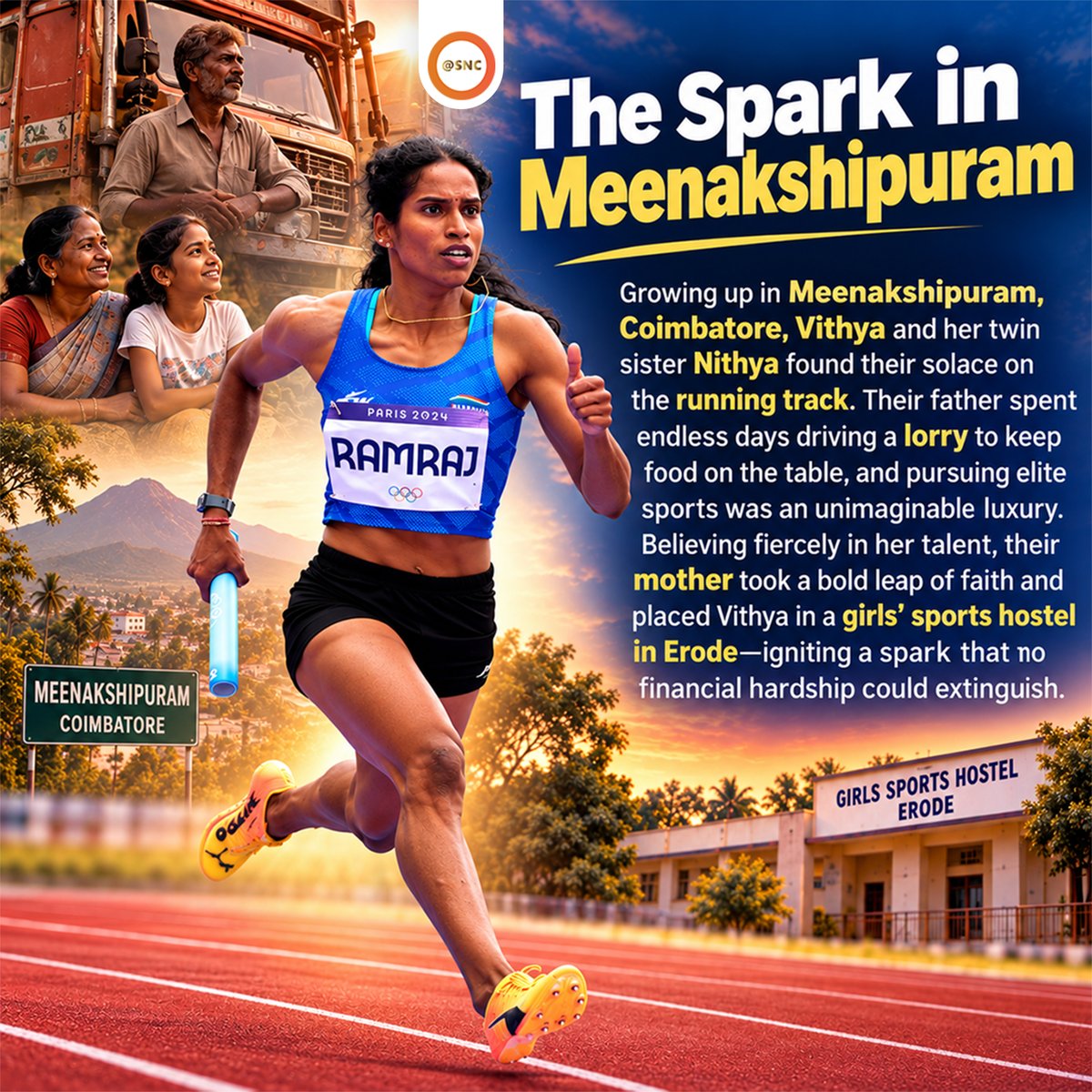 SNCoffice's tweet photo. From Meenakshipuram to the Golden Stage.
A journey of determination, family sacrifice, setbacks, and an unbreakable dream. Vithya’s story is a reminder that every great victory begins with the courage to keep going.
Dream. Sacrifice. Persevere. Triumph.
#VithyaRamraj #SNC https://t.co/JC1qYwfxDF