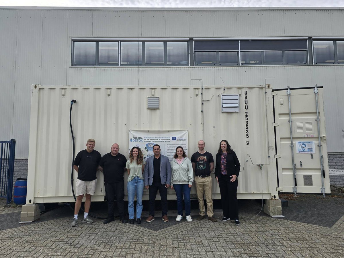 LIFEPharmaDetox's tweet photo. Milestone reached! 🚀 The NTUA and Medochemie teams visited FAL facilities in Duiven after a successful 2nd demo phase.  
Our pilot system effectively treats varied industrial wastewater streams and targets active pharmaceutical ingredients (APIs) across conditions. 💧 https://t.co/AYeU0UFfTk
