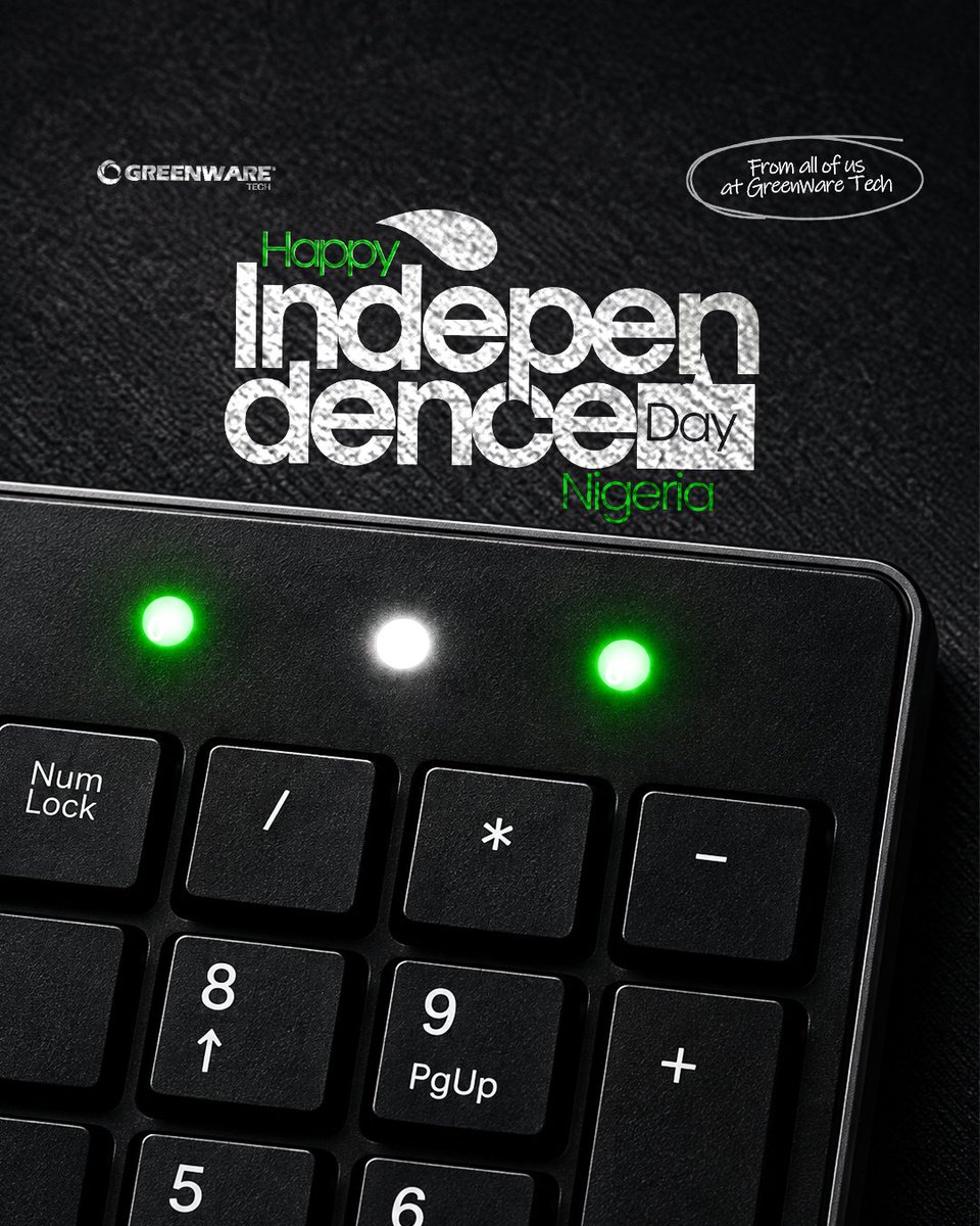 GreenWareTech's tweet photo. Happy Independence Day, Nigeria! 🇳🇬

Today, we celebrate our nation, our resilience, and the possibilities ahead. Here’s to building a brighter future together, one skill and one innovation at a time.

From all of us at Greenware Tech. 💚

#NigeriaAt66 #IndependenceDay https://t.co/7ZrTUkjzR6