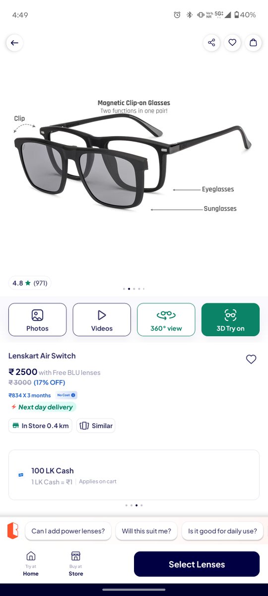 SkillerRoy's tweet photo. Bought a frame for 2000. Got a defective one. Now @Lenskart_com is forcing me to take 2000 store credit instead of a bank refund, while the exact same frame now costs 2500! Extorting ₹500 extra from a student for a warranty replacement. Open Unfair Trade Practice @peyushbansal https://t.co/AALIxgO3vF
