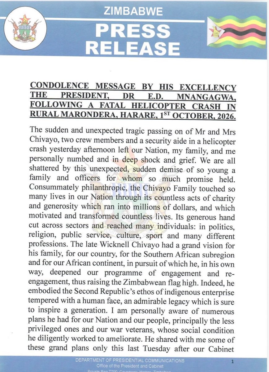 pachenanews's tweet photo. The late Wicknel Chivayo had a close relationship with President Emmerson Mnangagwa as seen by his unfettered access to him. In a condolence message to the Chivayo family,  Mnangagwa says he was left "personally numbed and in deep shock and grief." 
Kenyan president William Ruto also passed his condolences to Mnangagwa and the Chivayo family. He said; "Wicknell was a dear friend whose warmth touched many people. I will remember him  for his friendship, his energy and his deep conviction in the possibilities of our continent." 
Chivayo's proximity to power was seen in his social media posts beside presidents such as Cyril Ramaphosa, Yoweri Museveni (Uganda), Samia Suluhu Hassan (Tanzania), Bola Tinubu (Nigeria), Lazarus Chakwera (Malawi), Peter Mutharika (Malawi), William Ruto (Kenya) and King Mswati of Eswatini.
