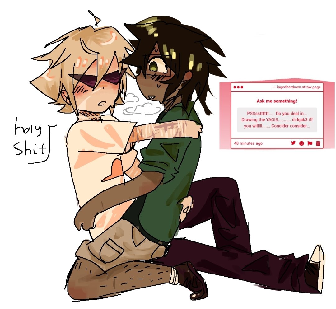 dirkstriderrrr's tweet photo. I do deal in the yaois.......but we gotta keep it quiet...... first time drawing jake geulp https://t.co/FPvD0gKt7E