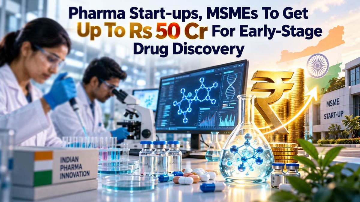 knnindia's tweet photo. Pharma Start-ups, MSMEs To Get Up To Rs 50 Cr For Early-Stage Drug Discovery
#PRIPScheme #PharmaInnovation #MedTechInnovation #PharmaceuticalResearch #DrugDiscovery #NewDrugDevelopment #NCE #NBE #PharmaStartups #PharmaMSMEs @Pharmadept
https://t.co/bPNXw3Mzpc https://t.co/WUn4BZWLot