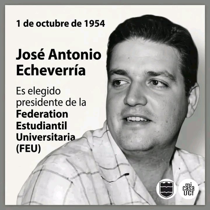 DrMoraMartin1's tweet photo. 🇨🇺📚 Un día como hoy, en 1954, José Antonio Echeverría Bianchi fue elegido presidente de la Federación Estudiantil Universitaria (FEU), organización en la que desarrolló una destacada trayectoria como líder estudiantil.

#Cuba https://t.co/lBc7vHbPjY