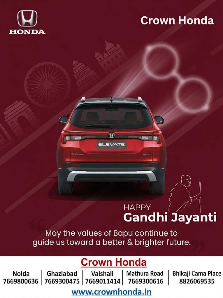 honda_crown's tweet photo. Truth. Peace. Non-violence. 🕊️🇮🇳

On Gandhi Jayanti, let’s carry Bapu’s timeless values forward and work towards a better, brighter tomorrow.

Happy Gandhi Jayanti!

#GandhiJayanti #Bapu #CrownHonda #HondaIndia https://t.co/NTF13qGECi