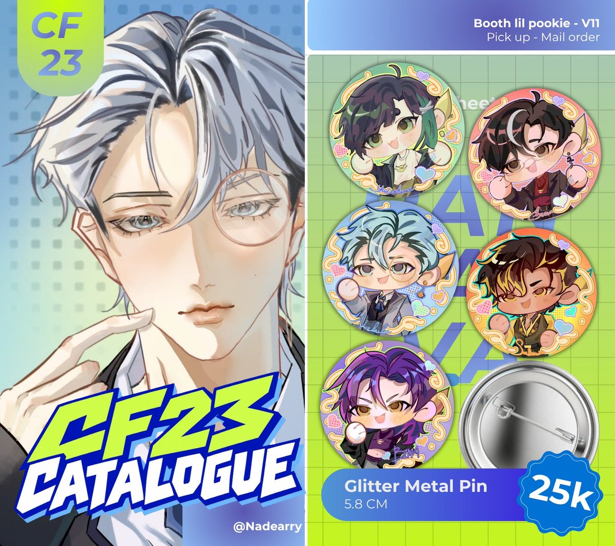 8aNadia's tweet photo. [❤️+🔁 are appreciated ^^]

Hi Guys my first PO for #CF23

🗓️ 1-10 Oktober 2026
📦Pickup at CF23 / Mail order
🍒PANDAVVA, SeFurDen
🎁GA 1 set holo poca PNDVV
(like+repost+tag+comment)

Link PO : https://t.co/TFSiy8xmdp

#comifuro23 #cf23catalogue #PANDAVVARUNG https://t.co/0YHkZfstaE