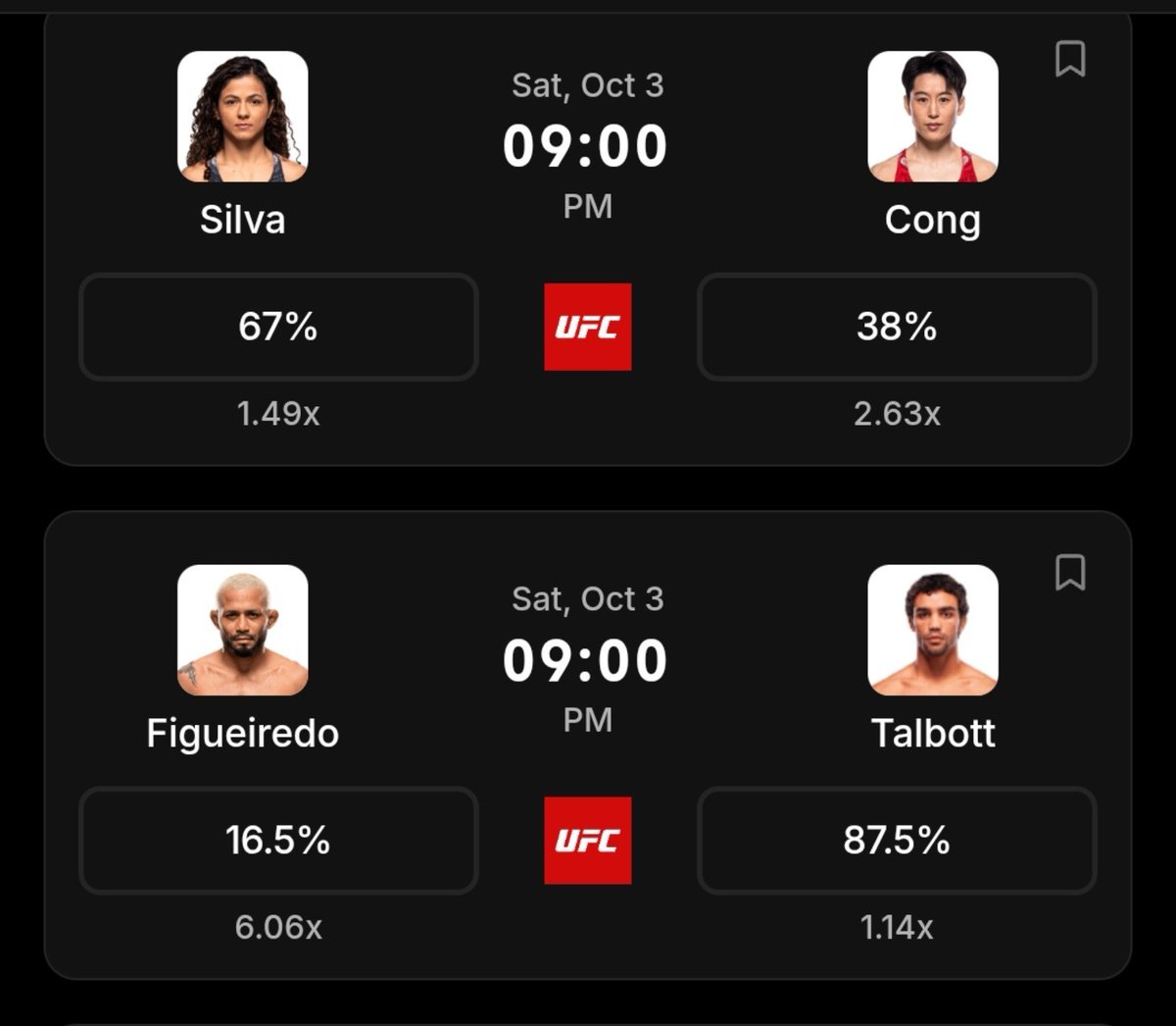 brucecd2's tweet photo. @trylimitless just shipped a new update 

what a way to start the month ig

there's now UFC markets available on the site 

most matches are happening on saturday, october 3rd 

don't forget to support your favourite fighter, who is yours? ( i am going for talbot easy) 

Link below: 👇