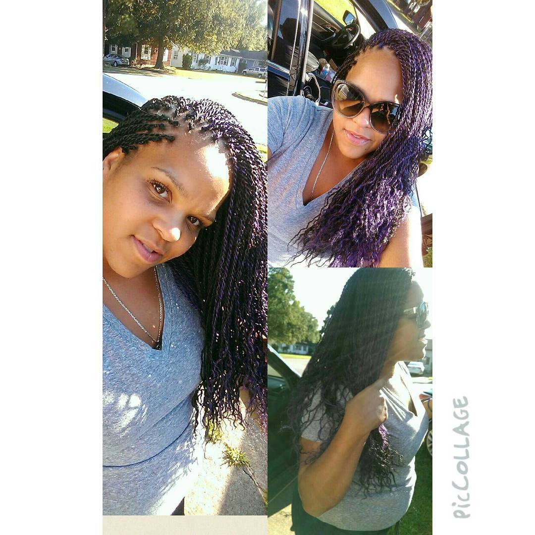 myllye's tweet photo. Shoutout to @hairby_ash—my boo got me looking right again. I just love my purple and black Senegalese twists. Thanks, hun! https://t.co/LJGYPVWNe2