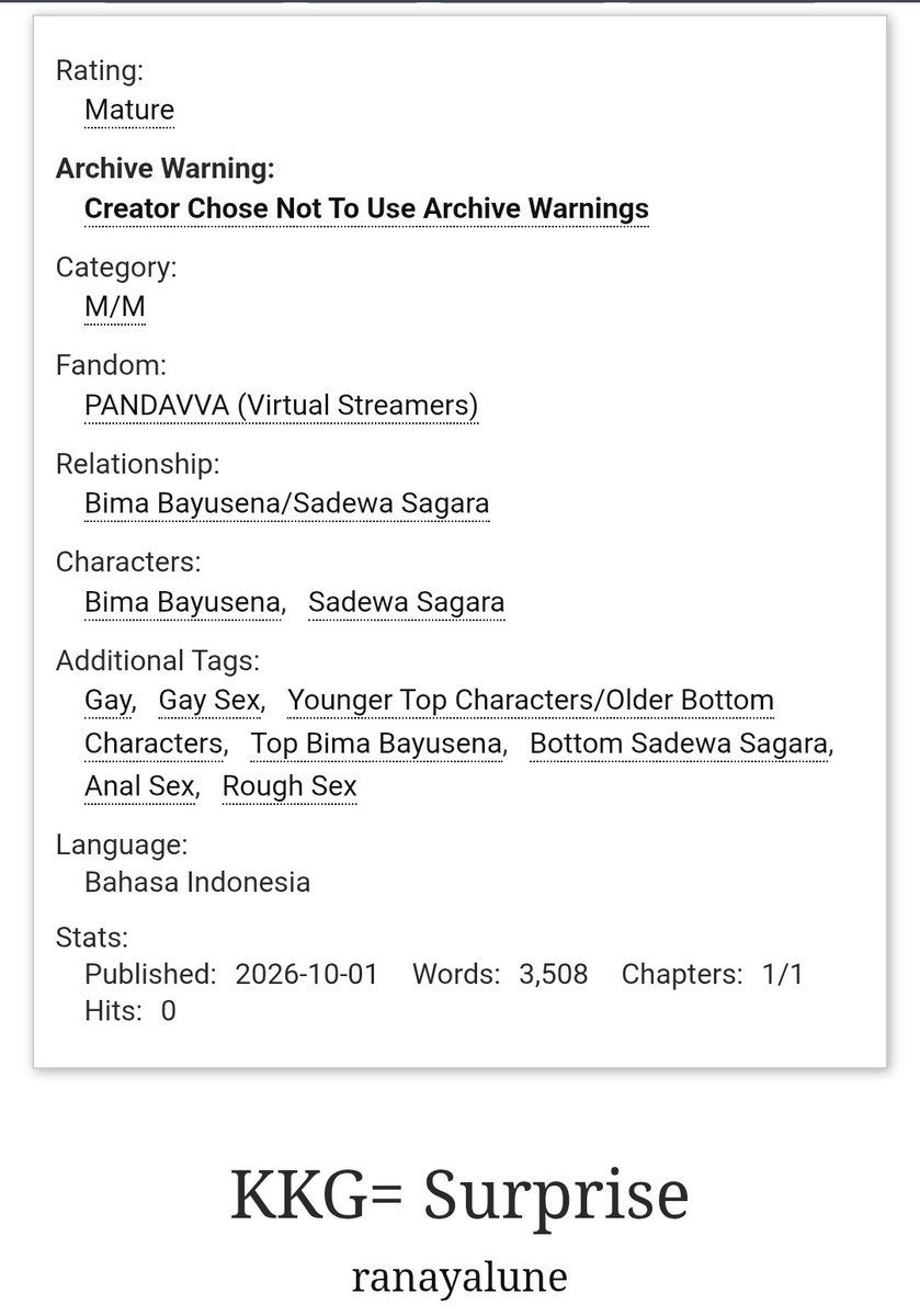 ranayarojok's tweet photo. Pair: #StormBeer πͺπ₯
Tag: nsfw π BxB , Top Storm , Bottom Beer
Language: mostly Indonesian.
KKG= Surprise
Link:https://t.co/y9UaXcn0W5 https://t.co/OcgFBjeRKH
