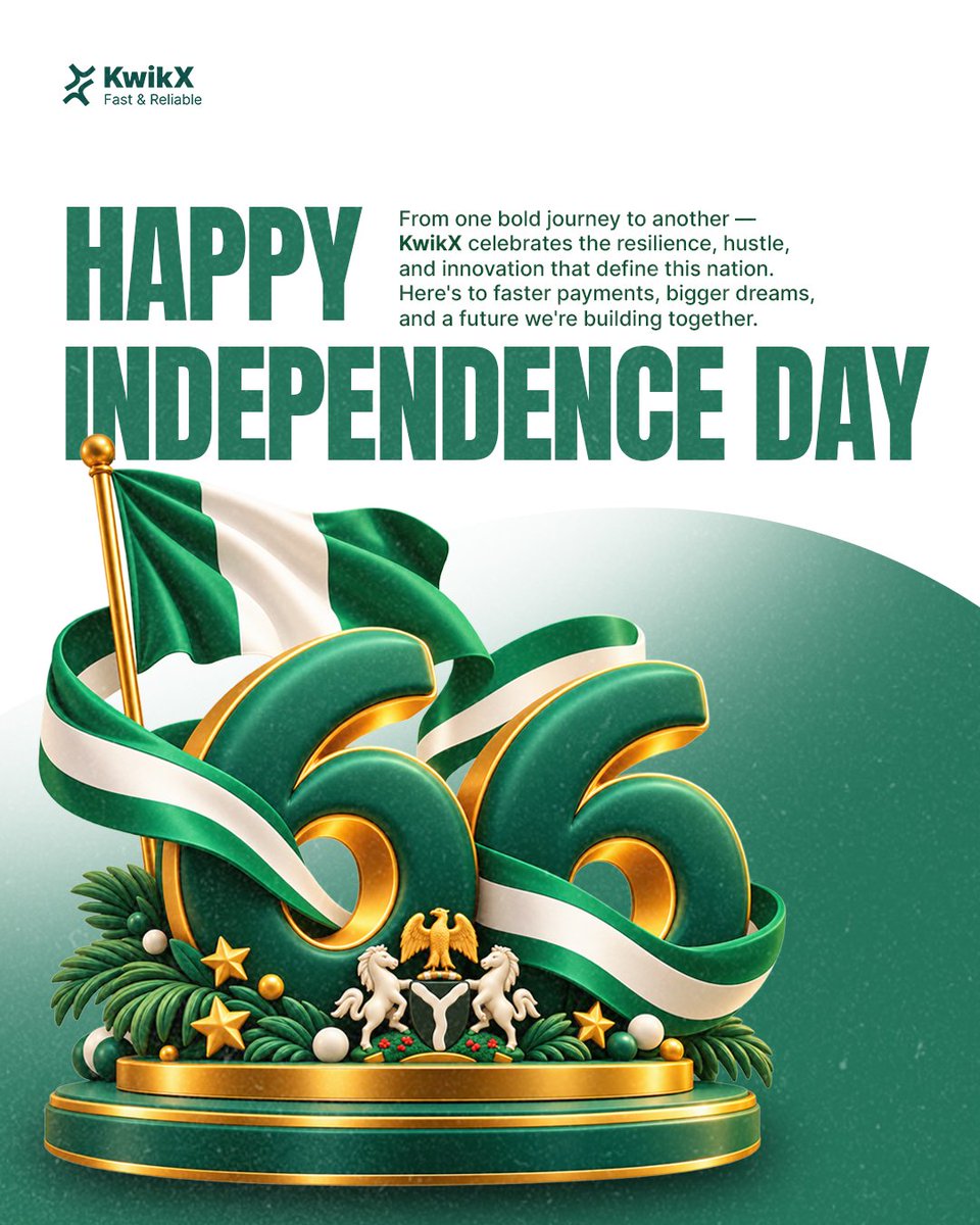 getkwikx's tweet photo. Happy new month and Happy Independence from KwikX 💚 https://t.co/12gN2GEybX