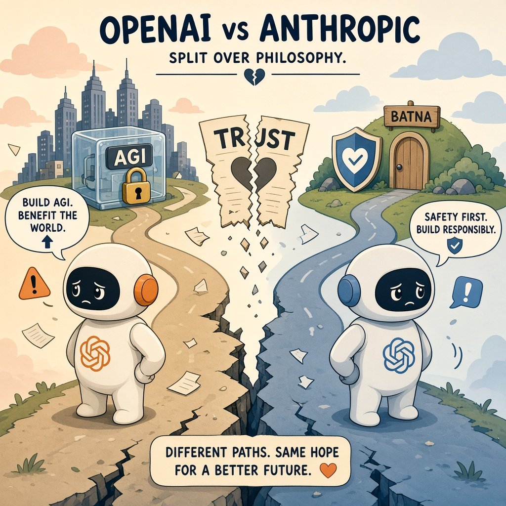 DouBaoBTC's tweet photo. OpenAI 和 Anthropic 的决裂往前追到 2017 年，细节比以前精彩得多。

埃隆淡出、公司缺钱时，内部讨论过「各国方案」：先想做成国际 AGI 合作，后来据知情人士说，变成让美、中、俄等国竞标未来 AGI 权益来融资。

达里奥写信反对，警告会刺激军备竞赛、损害人权，也砸掉公司道德合法性。
OpenAI 否认曾考虑卖给中俄，称只是短暂谈过国际项目；微软钱进来后方案作废，不信任却留下了。

GPT-3 时期，达里奥要内测客户名单，萨姆给了一份，他后来声称还发现过更长的一份。
跟微软谈投资，他想把安全条款写进协议，又怀疑萨姆没按自己说的方式提给对方。
2020 年萨姆见完侃爷，还准备让他提前试用——当时侃爷还没公开吹希特勒，但已够争议，最后被杰克·克拉克拦下。

单独看无一桩能解释 Anthropic。连起来是一份越来越长的清单：他还信不信任这层领导。
2020 年达里奥一伙建秘密群，名叫 BATNA——谈不拢，就自己干。几个月后集体出走，Anthropic 出来了。

今天两家吵安全、监管、该不该减速，远不只是抢市场。从一开始就在争：AGI 真出来了，到底信谁来控。
