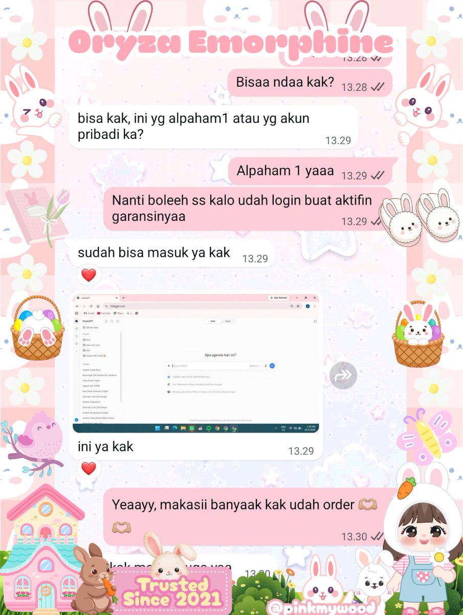 pinkmywood's tweet photo. another testi gpt+ 5u sebulan (lagi)—hari ini langsung otp'an sama 3 cust baruuu 🩷🥹 https://t.co/XeCnRyWJoY