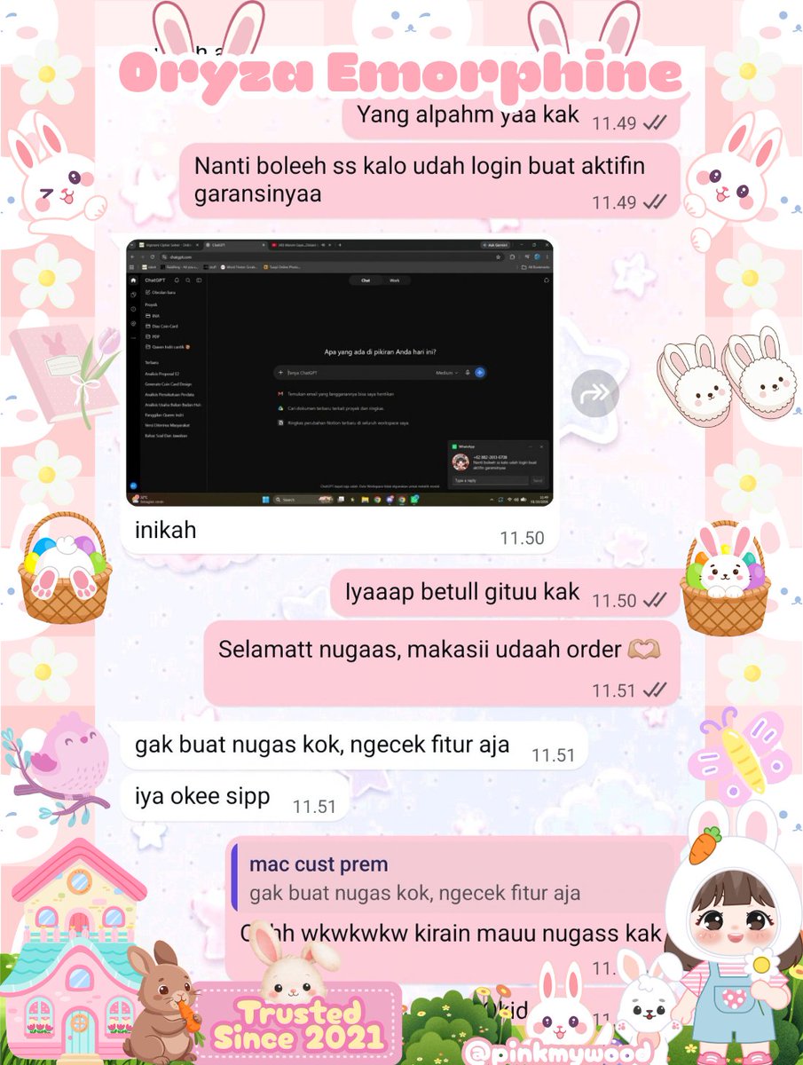 pinkmywood's tweet photo. another testi gpt+ 5u sebulan (lagi)—hari ini langsung otp'an sama 3 cust baruuu 🩷🥹 https://t.co/XeCnRyWJoY