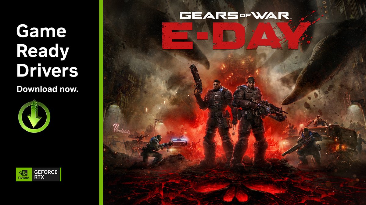NVIDIAGeForceDE's tweet photo. Der Countdown bis zum E-Day läuft.

Mach dich bereit für den Launch und lade unseren neuesten Game Ready Treiber herunter – für das beste Spielerlebnis in Gears of War: E-Day. https://t.co/rgcI3h4FvQ