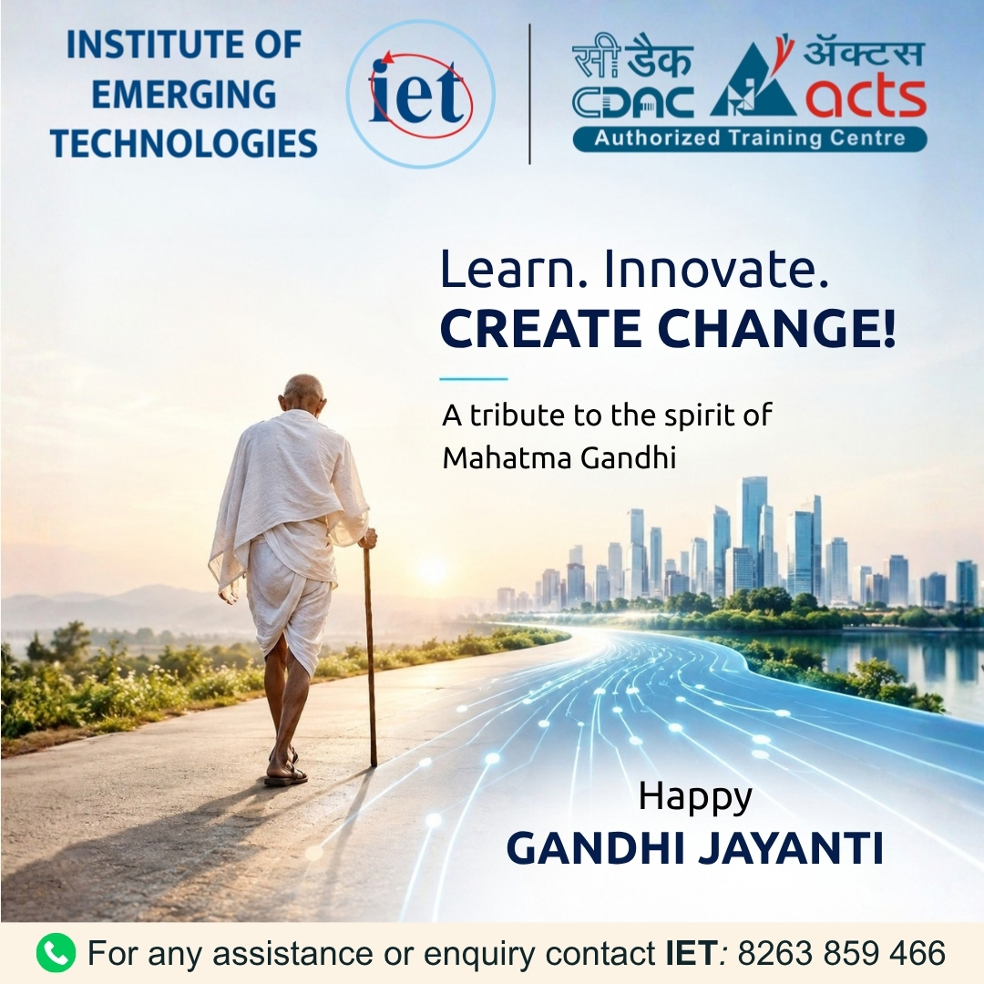 IETPune's tweet photo. Honouring Mahatma Gandhi’s belief in meaningful action - and empowering the next generation to build what’s next.
Remembering the man who showed the world how one idea can inspire change.
#MahatmaGandhiJayanti #ietpune #cdacactspune #EngineeringCareers #PostgraduateStudy #cdac https://t.co/pYXciRsmjj