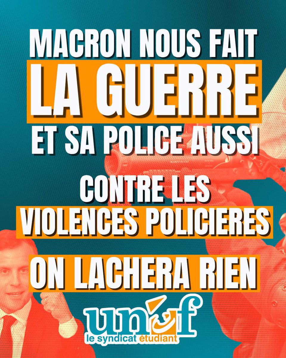 UNEF's tweet photo. Les violences policières sont inacceptables, vous ne nous ferez pas taire ! Tou•te •s dans la rue le 6 septembre ! https://t.co/BVuih6Chhg
