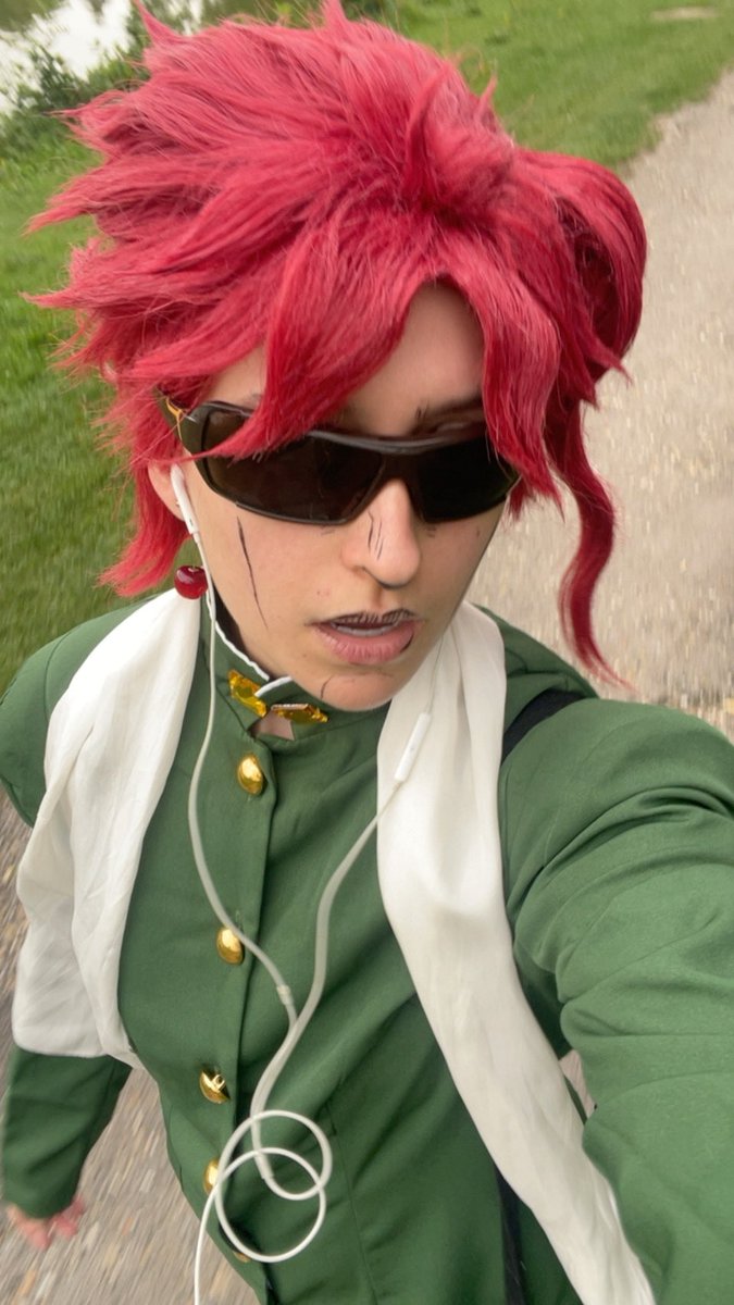 hatcryc's tweet photo. hello kinda nervous first #jojoselfieday breaking news I am actually kakyoin noriaki irl guys https://t.co/XRbnmNg0zH