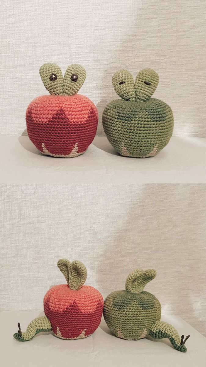 mrrng_jp's tweet photo. 編みぐるみの日らしいので去年初めて編んだ編みぐるみを載せます 🍎🍏 𐄯
最近はあまり編めてないけど何か編みたいものができたらまた挑戦しようかなあ

#編みぐるみの日 https://t.co/3SMdjsNHeC