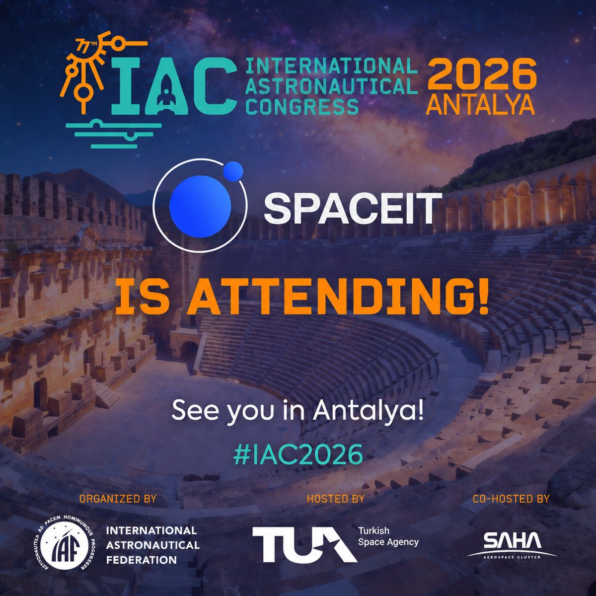 Spaceit_eu's tweet photo. 🚀 Spaceit is at #IAC2026! Let's talk satellite operations and space cybersecurity.
📍 EIS stand 2F-06, Hall 2
Book a meeting with our team 👉 https://t.co/5DI8GLWVSR
#SpaceTech #SpaceCybersecurity #Estonia https://t.co/YhJgaQsgq0