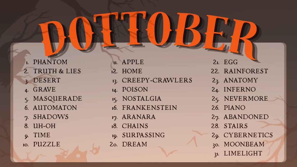 haeresysmains's tweet photo. Happy October #dottore fans!

We've put together a prompt sheet for artists and writers alike to celebrate the spooky season. Join us in celebrating #Dottober / #Dottober2026 !

↓ ↓ https://t.co/CkX5mQp69T