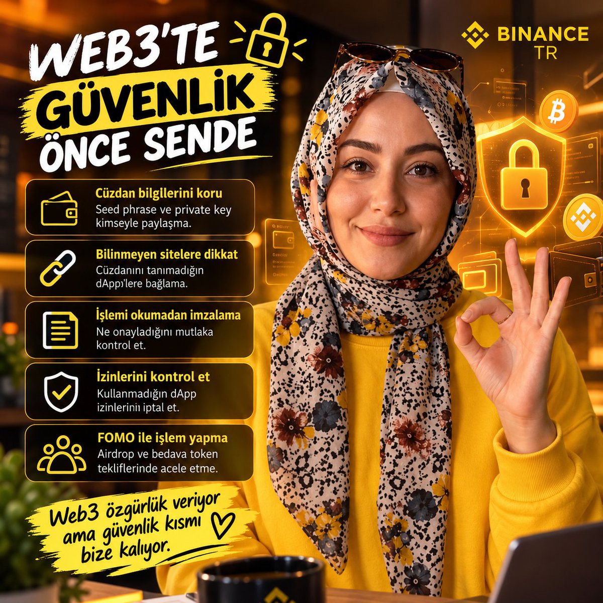 CandyCripto's tweet photo. Arkadaşlar web3 tarafında güvenlik konusu bence biraz hafife alınıyor.

Hatta bugün sabah başıma gelen bir olay bunu tekrar hatırlattı.

Bir süredir kullandığım bir airdrop projesiyle ilgili güvenlik konusunda uyarı gördüm. 

Daha önce siteye Twitter hesabımı bağlamıştım. Çok beklemeden bağlantıyı kaldırdım ve hesabın verdiği izinleri de kontrol ettim.

Şimdi diyeceksiniz ki Sadece Twitter hesabını bağladın ne olabilir ki?

İşte tam olarak burada dikkat etmek gerekiyor.

Web3’te bazen risk doğrudan cüzdanından para göndermek şeklinde gelmiyor. 

Bir siteye cüzdan bağlamak, bir işlem imzalamak veya bir uygulamaya izin vermek de başlı başına dikkat edilmesi gereken şeyler.

Ben artık özellikle airdrop tarafında bir siteye girmeden önce biraz daha araştırıyorum.

Seed phrase veya private key zaten kimseyle paylaşılmaz. Bunu artık herkes biliyor. Ama bunun yanında;
Cüzdanımı nereye bağlıyorum?
Ne için izin veriyorum?
İmzaladığım işlem tam olarak ne yapıyor?
Daha önce verdiğim izinlerden hâlâ kullanmadıklarım var mı?

Bunlara da bakmak gerekiyor.

Bir de şu FOMO meselesi var.

Şimdi girmezsem fırsat kaçacak diye düşününce insan normalde bakacağı şeylere bile bakmadan işlem yapabiliyor. Bence güvenlik açısından en tehlikeli anlardan biri de tam olarak bu.

O yüzden artık bir işlem bana ne yaptığını açık açık göstermiyorsa, ben o noktada duruyorum.

Web3 bize daha fazla kontrol veriyor ama bunun yanında biraz daha fazla sorumluluk da yüklüyor.

Kazanç fırsatı her zaman tekrar gelir. Ama yanlış bir işlemin geri dönüşü olmayabilir. 🔐

#DeFi #Web3 #CüzdanGüvenliği #İşbirliği