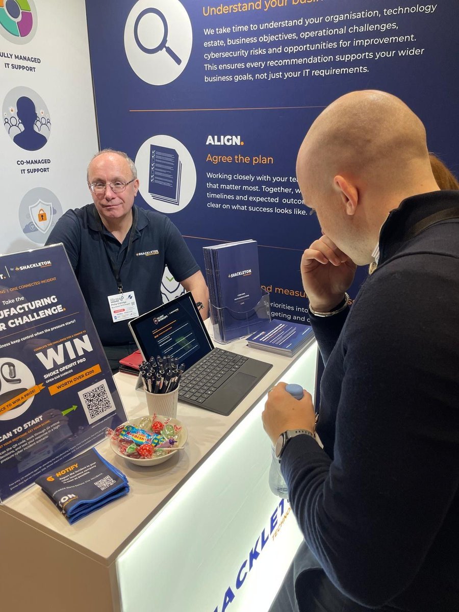 shacktech's tweet photo. How would you respond if a cyber incident started unfolding in your manufacturing business?   

That’s the question we’ve been putting to visitors at the Manufacturing &amp; Supply Chain Conference &amp; Exhibition today with our Manufacturing Cyber Challenge.  

📍 Stand F13  

#SMSC26 https://t.co/g4Ej3JJIBl