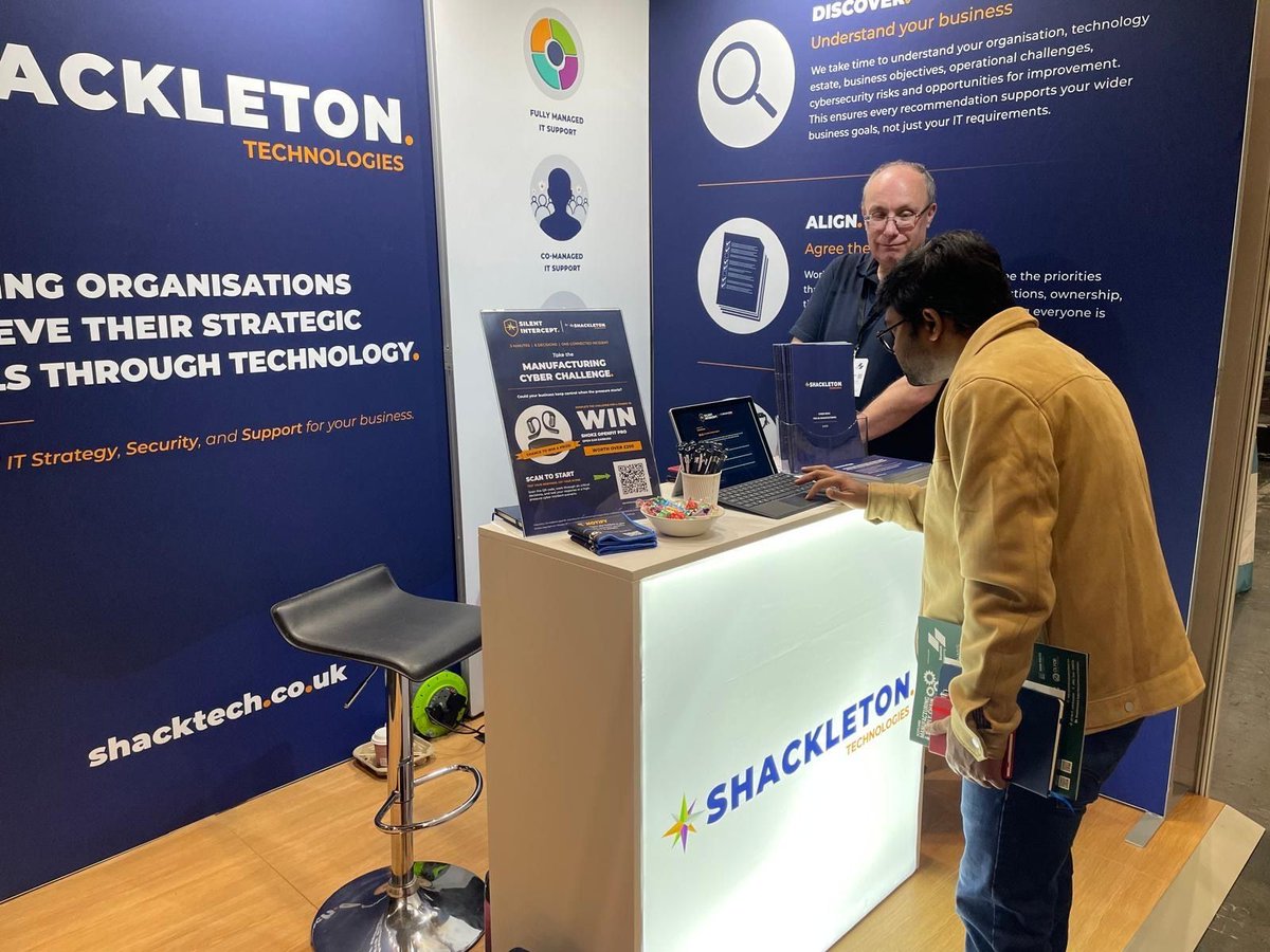 shacktech's tweet photo. How would you respond if a cyber incident started unfolding in your manufacturing business?   

That’s the question we’ve been putting to visitors at the Manufacturing &amp; Supply Chain Conference &amp; Exhibition today with our Manufacturing Cyber Challenge.  

📍 Stand F13  

#SMSC26 https://t.co/g4Ej3JJIBl