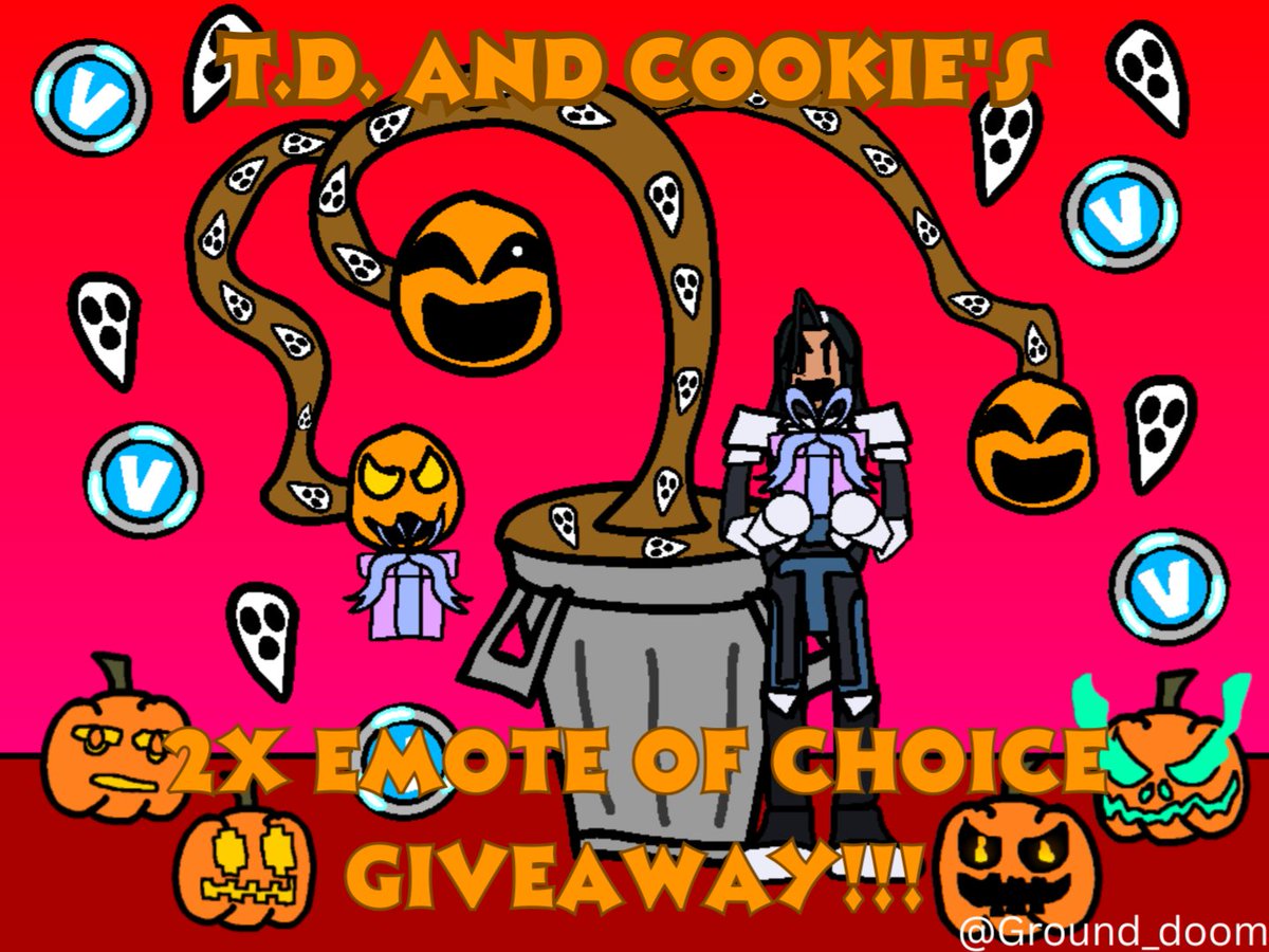 Ground_doom's tweet photo. To start off the month of tricks and treats, us and Cookie are hosting a wonderful opportunity.
An emote of choice for 2 people, all you have to do is:
Follow us and @CookieMarx
Like ❤️
Repost ♻️
Comment 🗨
Ends after 48 hours
Good luck followers 🎃 https://t.co/nlji9WWkpQ