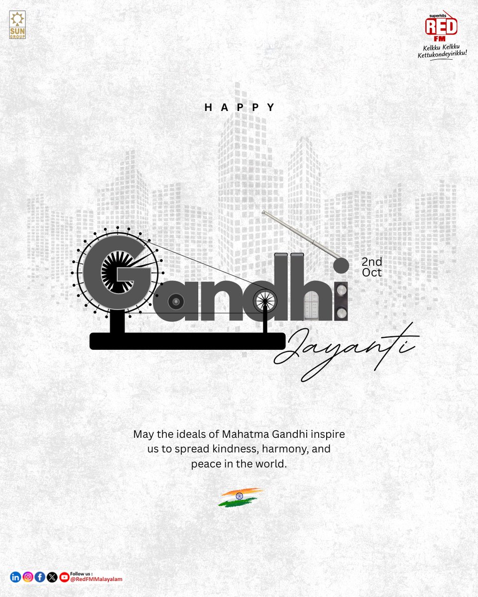 RedFMMalayalam's tweet photo. Happy Gandhi Jayanti | Red FM Malayalam
#RedFM #RedFMMalayalam #happygandhijayanti https://t.co/Xf47yuCcZO