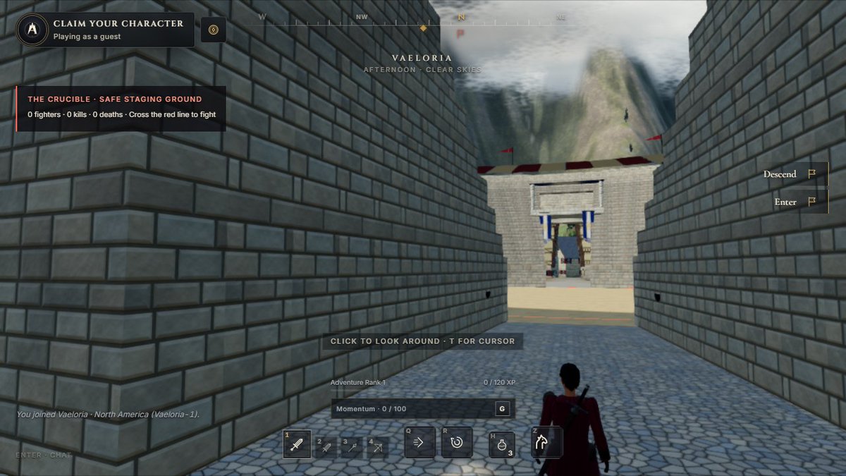 TheAethraQuest's tweet photo. GM some updates and fixes. 

## Arena, free-for-all combat and spectators

1. **Automatic free-for-all combat.** Human players become opponents when they enter the Crucible combat floor. They do not need to request or accept a duel.
2. **Friends can fight too.** Party and guild relationships do not grant immunity inside the free-for-all area. Leaving the area restores the ordinary multiplayer rules.
3. **A visible combat boundary.** A red ribbon follows the arena floor and marks the actual ellipse used for PvP. It follows local floor height so the warning stays visible.
4. **Convenient arena travel.** The World Map and Fellowship panel offer a direct Crucible travel action, landing outside the combat area rather than dropping a visitor into an attack.
5. **Readable combat status.** Arena messaging distinguishes active PvP, nearby arena access and offline practice. It reports the competing human population.
6. **A live kill feed.** Accepted PvP defeats appear in the arena feed so players can follow the action.
7. **Reliable defeat credit.** The server links a death transition to a recent accepted attack and awards the defeat once. Old hits cannot keep producing repeat kills.
8. **A session leaderboard.** Connected combatants can see the top ten participants for the current server session. This is a session scoreboard, not a permanent account ranking.
9. **Streak recognition.** Three, five and ten uninterrupted kills unlock the Crucible Challenger, Crucible Champion and The Unbroken titles. The best earned honour is remembered locally.
10. **Spectators outside the combat floor.** Ambient citizens use exterior viewing locations and standing cheers. Normal visitors do not wander onto the fighting surface.
11. **Routes that avoid the arena.** Visitor destinations, teleports, path segments, crowd displacement and stuck recovery respect the arena exclusion boundary. A destination outside the arena cannot route a citizen through its center.
12. **Wall geometry that matches collision.** Solid backing walls and the podium have actual thickness and all visible faces. A player no longer collides with an invisible rear surface.
13. **Rear faces on distant arena walls.** The simplified distant facade includes the inward face as well as the exterior. Walking behind it no longer makes it disappear when its level of detail changes.
14. **Closed architectural trim.** Cornices, pilasters and their undersides have complete surfaces, preventing gaps at side and elevated viewing angles.
15. **A solid upper gallery.** The upper parapet and concourse are repaired as closed surfaces rather than one-sided sheets. The four player entrances remain open.
16. **Tests that expose invisible backs.** Arena visibility checks use ordinary front-facing materials and fire rays from both sides. A double-sided test material can no longer conceal a missing back face.

## Movement, combat and enemy behavior

17. **Recovery from the stuck jumping pose.** A jump animation holds only while the player remains airborne. Landing fades it out so raised arms or tucked legs cannot remain after a soft landing.
18. **Correct movement transitions.** Swimming, climbing, hanging and mounted movement can release the jump hold. Recovery is checked across different frame rates and with drawn weapons.
19. **Melee respects solid walls.** Both player and enemy physical melee strikes check the path to contact. A target behind a wall cannot receive a sword hit through that wall.
20. **Faster defensive response.** Guard activation follows an allowed attack cancellation immediately, making defense more responsive.
21. **More distinct strike sounds.** Heavy and quick weapon swings use different pitch treatment, improving the sense of weapon weight.
22. **Bandits preserve themselves.** Injured bandits can retreat and recover after a missed attack instead of behaving like tireless training dummies.
23. **Skeletons apply pressure.** Skeleton behavior favors relentless advances and attacks, distinguishing them from cautious living opponents.
24. **Wolves attack in a pack rhythm.** Nearby wolves stagger their windups, reducing synchronized attack piles while retaining pressure from multiple directions.
25. **Ground spells can be dodged.** Spellcasters lock their marked ground target during the windup rather than dragging it underneath the player until impact.
26. **Interrupted spells clean up.** Interrupted casts remove their attack rings and release looping cast channels, preventing stale warnings and stuck cast poses.
27. **A clearer Warden phase change.** The Reliquary Warden gains its soul-mark attack below half health, uses it more often while enraged and gives phase guidance to the player.
28. **Shared boss health updates the phase.** Health changes received from a party also refresh the Warden's phase, keeping its abilities consistent with shared health.

## Weapons, rewards and equipment choices

29. **Wayfarer's spear rewards skill.** A perfect dodge grants a five-second follow-up opportunity for extra damage and stagger. The bonus is spent on a landed hit, not wasted against a blocked path.
30. **Sentinel defense restores stamina.** A successful parry with the Sentinel shield restores extra stamina. A shield stored alongside a two-handed weapon does not incorrectly provide the active bonus.
31. **Still Water changes casting.** The Warden staff launches precise homing arcane projectiles without area splash, giving it a different tactical role from an explosive staff.
32. **Stormglass favors area attacks.** Stormglass launches slower fire projectiles with a wider splash radius. Its behavior creates a real choice between precision and area damage.
33. **The Oathblade rewards parries.** A parry opens a brief opportunity for a landed follow-up that restores health. It cannot keep healing repeatedly from one opening.
34. **Bonuses end when their conditions end.** Temporary follow-up effects expire and clear on relevant deaths, travel and equipment changes instead of leaking into unrelated fights.
35. **Special equipment can be earned.** Added crafting recipes and rare chest rewards put the named equipment into progression. The opening treasure also provides a guaranteed spear opportunity.
36. **Readable equipment abilities.** Item details explain their special behavior alongside ordinary stats, helping players choose a play style rather than compare numbers alone.
37. **Full bags cannot lose hand equipment.** Equipping a two-handed weapon or changing a set reserves room for conflicting gear before making the change. If storage is insufficient, the change stops without dropping or deleting equipment.

## The opening adventure, exploration and quests

38. **A short optional roadside rescue.** Elian Wren appears near the early Dawnwatch road and introduces a manageable thief encounter without forcing the main quest to stop.
39. **A choice with consequences.** The recovered medicine can be returned or kept. Crates, dialogue and a later village greeting reflect the decision.
40. **A useful early reward.** Returning the medicine gives gold, healing draughts and experience, preparing the player for the next stage of exploration.
41. **A clue leads to hidden treasure.** The rescue reveals a connection to the existing Brindle Bridge smuggler strongbox. Following the clue can earn the Wayfarer spear.
42. **A glimpse of a larger world.** A brief dragon flyby follows the opening sequence without taking away camera control.
43. **Rewards survive a full pack.** Unpaid opening rewards remain available for a later claim. The journal records the pending reward rather than silently discarding it.
44. **The Sunken Reliquary objective is repaired.** The quest tracks the correct Warden identity, combat defeat and world flag. Save reconciliation recovers legitimate completed progress.
45. **Clearer dungeon instructions.** Lever progress and Warden guidance explain the next step, reducing uncertainty after entering the Reliquary.
46. **Hints point to the correct space.** Interior hints use actual interior objective positions and distances, with readable sizing on a phone.
47. **Small contextual teaching moments.** Travel, combat, healing and exploration tips appear when useful and can be replayed from the journal. They avoid forcing a long tutorial before play.

## Multiplayer reliability and recoverable frustration

48. **Quick party dungeon access.** Fellowship includes a Reliquary entry action so party members can start the same adventure more easily.
49. **Shared encounter health.** Members of the same party run share encounter health and lever progress. Outsiders are isolated from that run.
50. **Individual rewards for legitimate defeats.** A party member can receive their own reward when a shared encounter dies. Re-entering an already cleared encounter cannot repeatedly grant its loot and experience.
51. **Damage messages tolerate interruptions.** Missing acknowledgements are retried, duplicates are ignored and accepted out-of-order messages are reconciled. This reduces progress loss during brief connection trouble.
52. **A safe-ground recovery action.** The menu can return a stuck player to a clear, dry nearby point or an appropriate safe anchor while preserving health and items.
53. **Recovery cannot serve as a combat escape.** Recent damage and engaged enemies block recovery, and repeated successful uses have a cooldown.
54. **Failed recovery remains retryable.** A failed dungeon exit or unavailable clear destination releases the recovery state rather than trapping the player in a permanent busy condition.
55. **Equipment panels fit their space.** Inventory details use a side-by-side layout when room exists and stack when the panel is narrow. The selected detail is brought into view on phones.
56. **Actionable playtest reports.** A menu feedback form captures a bounded recent-event history and three player answers. Reports can be copied or downloaded locally without automatic transmission or player identity.

## Image clarity, lighting and release visibility

57. **Depth-aware contact-shadow smoothing.** Ambient-occlusion smoothing weights samples by their depth. A distant background no longer receives the same blur weight as an adjacent foreground wall, reducing dark silhouette halos.
58. **Stable contact shadows on still surfaces.** The AO kernel no longer changes every frame without temporal accumulation, removing that source of shimmer on stationary stonework.
59. **Correct contact-shadow proportions.** AO samples account for screen aspect ratio so the effect maintains its shape on wide and tall displays.
60. **Safer shadow edges.** AO avoids sky samples, bounds screen-edge sampling and safely handles degenerate reconstructed normals.
61. **Adjustable brightness.** Graphics settings provide a 75–135% display adjustment so darker scenes can be tuned for the player's screen without changing the world's lighting schedule.
62. **Adjustable fine-detail sharpness.** A bounded sharpening filter restores small details when resolution is reduced. It is clamped to neighboring color ranges to avoid bright ringing around leaves and spells.
63. **A cleaner default image.** Film grain and darkened screen edges default to off. Players can opt into either effect.
64. **Gentler cinematic options.** Optional grain is restrained and the vignette is softer in interiors, nighttime and storms. The vignette uses a defined smoothing range.
65. **Display choices survive quality changes.** Brightness, sharpness and film effects are saved separately from scene-quality presets. Changing a display preference does not rebuild environment lighting or restart dynamic resolution.
66. **Mobile rendering stays lean.** Phones default to no sharpening, AO, bloom or film grain. The graphics pass adds no extra fullscreen rendering pass and does not increase scene density or texture budgets.
67. **A visible release identity.** The menu displays the release name and date, and a What's new panel lists the delivered changes.
68. **A verifiable live release.** The realm status and uncached `/release.json` endpoint expose the same release identifier as the game, making it possible to confirm deployment instead of guessing from appearance.

## Nature, equipment appearance and movement safety

69. **Forest stands have natural color variation.** Tree crowns have small, stable differences by individual tree and surrounding stand. The same tint is evaluated on the detailed tree and its distant representation.
70. **Leaves stay green when backlit.** Trees, grass and distant crowns share a capped, leaf-tinted transmission model. Pale foliage no longer receives disproportionately white glow.
71. **Distant leaves shimmer less.** Tiny leaf flutter fades gradually between 18 and 115 meters. Larger branch and crown movement remains, with the same movement in shadow rendering.
72. **Weather cannot jump the water pattern.** Water texture movement accumulates wind displacement rather than multiplying the entire session time by the newest wind direction. A changing wind moves the ripples continuously.
73. **Dry banks stay dry.** Dry water fragments are clipped, and the final water opacity keeps its shoreline mask after Fresnel shading. A grazing viewing angle cannot make an otherwise dry bank opaque again.
74. **Shorelines have a moving wash line.** Broken shallow foam advances and recedes instead of drawing a fixed white outline around the entire bank.
75. **Water highlights are steadier.** Highlight filtering uses the existing surface normals to reduce small glints and distant shimmer, without increasing texture count.
76. **Still Water has a recognizable design.** Its wider cyan crystal, silver curling crown, tidal ring, silver haft bands and grey driftwood distinguish the precise arcane staff.
77. **Stormglass has a different silhouette.** An amber central crystal and two side shards, dark shaft and contrasting crown distinguish its explosive casting role.
78. **Wayfarer carries a blue pennant.** A folded, two-sided pennant identifies the spear while it is equipped, rather than relying only on its inventory description.
79. **Sentinel has consistent heraldry.** A navy-and-ivory divided shield field with a chevron gives the named defensive item a stable identity.
80. **The Oathblade has restrained runes.** A cyan rune fuller and pommel remain recognizable across equipment quality fallbacks.
81. **Materials show their intended finish.** Ember equipment is hot orange, copper has its proper warm color, worn equipment is muted and bone surfaces sample a nonmetal material. Old item compatibility aliases no longer erase the original cosmetic identity.
82. **Weapon appearance caches preserve customization.** Custom palettes and named signatures participate in the mesh cache identity for both hands. One weapon cannot accidentally reuse another weapon's tint or decoration.
83. **Metal and eyes catch light more cleanly.** Metal micro-normal strength is moderated to preserve readable bevel highlights. Painted corneas no longer inherit skin-pore normal detail.
84. **Named detail stays inexpensive.** Weapons remain a single merged mesh with the shared character material. The additions require no extra lights, materials, draw calls or texture samples.
85. **New walls cannot trap the follow camera behind them.** Camera distance is capped immediately by an obstruction rather than remaining inside a wall while smoothing catches up. It eases outward after the space clears.
86. **Thin ceilings still stop the camera.** Broad floor and roof slabs participate in camera collision even when they are thinner than half a meter.
87. **Very tight spaces respect their actual limit.** A fixed minimum camera distance no longer pushes the camera beyond a nearby wall.
88. **Impacts cannot kick the camera through architecture.** A final collision check runs after camera impulses and terrain correction, protecting against nearby pillars and ceilings.

## Progress recovery and updating an open session

89. **A previous valid inventory save is retained.** Inventory, profession and shop progress keeps one older valid snapshot. Malformed or interrupted current data can recover from it.
90. **Quest and deed saves have recovery too.** The guided quest, opening adventure and shared quest persistence helpers use the same previous-snapshot approach. Supported older index-only story saves continue to load.
91. **Commerce state can recover.** Settlement, market, treasury, contract and property state keeps a previous valid snapshot. This change does not create additional copies of wallet credentials.
92. **A reset does not resurrect old progress.** Relevant reset actions clear the backup too, and an absent primary save is treated as a fresh start.
93. **Failed writes preserve existing data.** If storage is unavailable or full, saving reports failure rather than erasing the good current snapshot. Inventory saving remains scheduled for retry.
94. **Recovery is explained.** If a previous snapshot is used, the game tells the player that recovery occurred and that the latest progress may be missing.
95. **Open sessions notice a new release.** A quiet release check offers an update when a newer release is available. It does not refresh the game automatically.
96. **The prompt waits for a safe moment.** Fights, conversations, menus, airborne movement, swimming, climbing, mounting and the active arena defer the prompt.
97. **Refresh saves first.** A player can choose Save & reload or Later. Progress handlers flush before refresh; a failed save leaves the session open with a clear explanation.
98. **Image defaults have a direct reset.** Graphics settings can restore brightness, sharpness and optional film effects without resetting the chosen scene-quality preset.

## Fee and claim screen clarity

99. **Whole SOL balances keep their zeros.** Account formatting no longer changes 100 SOL to 1 SOL when trimming decimal padding. Whole, fractional, tiny and scientific-notation balances are covered by display tests.
100. **The claim flow describes the actual approvals.** Its preview explains that the wallet approves two transactions one after the other, matching the existing behavior.
101. **Payout wording explains the remainder.** The Account screen describes unclaimed creator fees, the Treasury purchase payout and the remainder that stays in the wallet. This is a clarity change; fee rates, transaction behavior and token economics are unchanged.