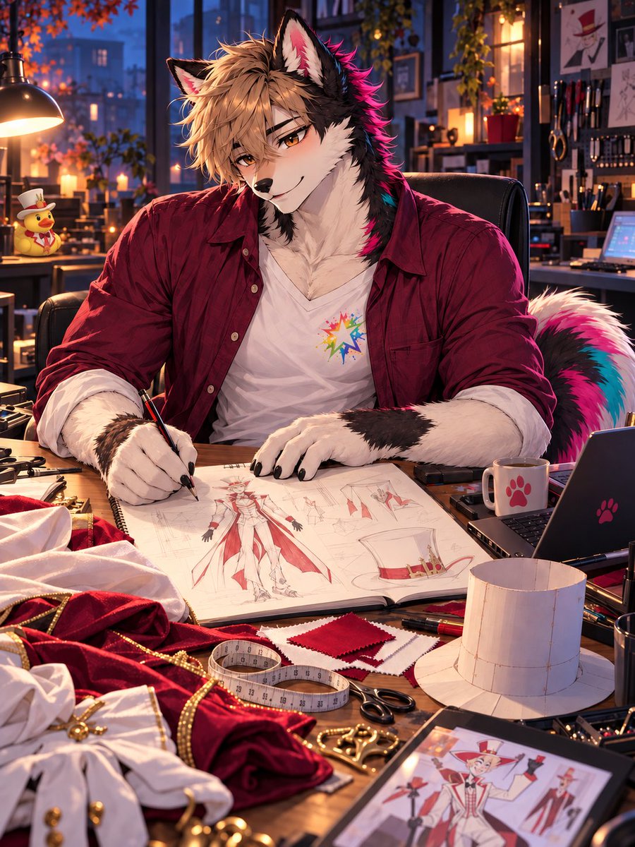 13Midnightjo's tweet photo. October Starts with a Sketch 🐾🩵🩷🎩
#Fursona #AIFurryArt #Furry #HazbinHotel #Lucifer #Cosplay https://t.co/mH0wMAyBmi