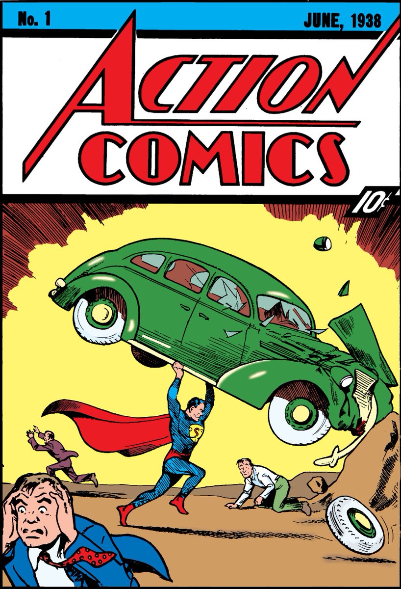 RobMessick's tweet photo. Action Comics 1. June 1938, but was actually released on April 18th. Images from a recent collection, The original, a reprint, and a B&W version used for a reprint.
@DCComics @DCOfficial @Superman
#JoeShuster #DCComics #ActionComics
@JamesGunn @ActionComics https://t.co/5qMqdPdMF7