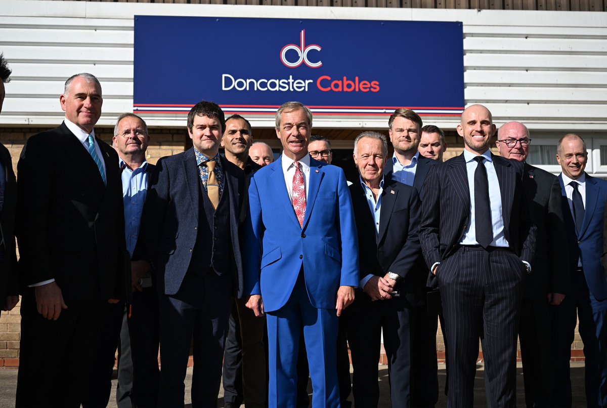 Nigel_Farage's tweet photo. Years of decline under the Tories and Labour have wrecked British manufacturing.

Reform will always support local businesses like Doncaster Cables. https://t.co/jxDCuYT3eL