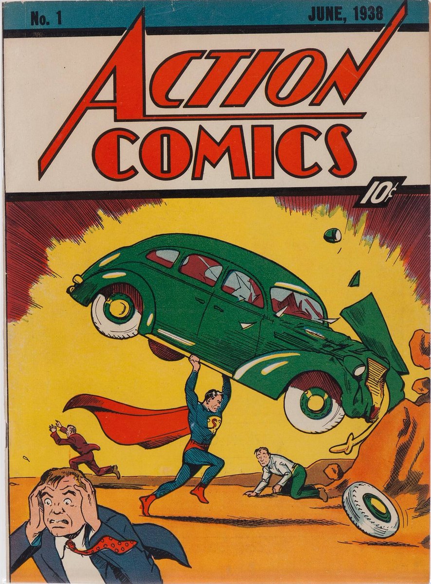 RobMessick's tweet photo. Action Comics 1. June 1938, but was actually released on April 18th. Images from a recent collection, The original, a reprint, and a B&W version used for a reprint.
@DCComics @DCOfficial @Superman
#JoeShuster #DCComics #ActionComics
@JamesGunn @ActionComics https://t.co/5qMqdPdMF7