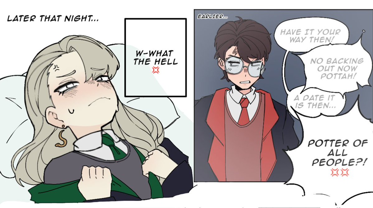 custardseeks's tweet photo. Fem draco's moment in the bedroom (after Harry asked her out to the ball)

Idea by: @So_shi_te_ 
Art by: @custardseeks https://t.co/3Tvhbjt2KW