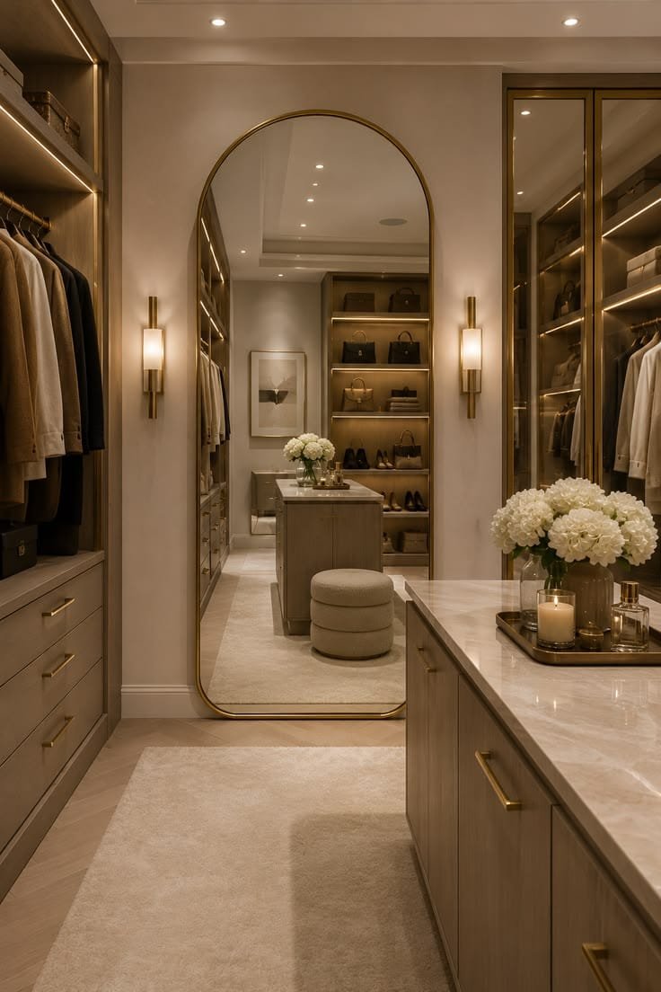 TheHomeHarmony's tweet photo. POV: You finally have the dream walk-in closet 🥹
Gold mirror, soft lights, Chanel bags lined up perfectly...
This is not a closet, it's therapy https://t.co/CIHtRa2Y8S