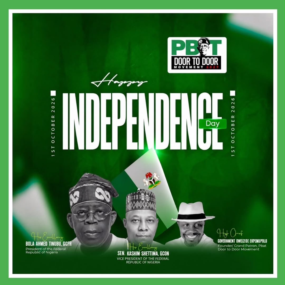 mummyIva's tweet photo. HAPPY INDEPENDENCE DAY, NIGERIA! 🇳🇬

A MESSAGE OF HOPE, UNITY AND RENEWED PATRIOTISM

On behalf of the National Coordinator, Comrade Activist Adekanb
#NigeriaAt66 #IndependenceDay #RenewedHope #PBATDoorToDoorMovement #OneNigeria #NigeriaFirst #PBATDoorToDoor2027 #everydoormatters https://t.co/0KnP8ui4QY