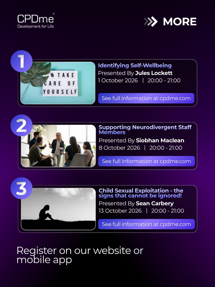 cpdme's tweet photo. 🔔 October Live Webinars | Full Schedule

Six live sessions, six expert speakers and a full month of learning to record in your CPD portfolio.

👉 Register now

🔗 https://t.co/iaxiwSwkvW
📞 +44 1254 943159
📧 team@cpdme.com

#CPDMEWEBINAR #CPDme #CPDMadeSimple #LiveWebinar https://t.co/18wscCYPt7