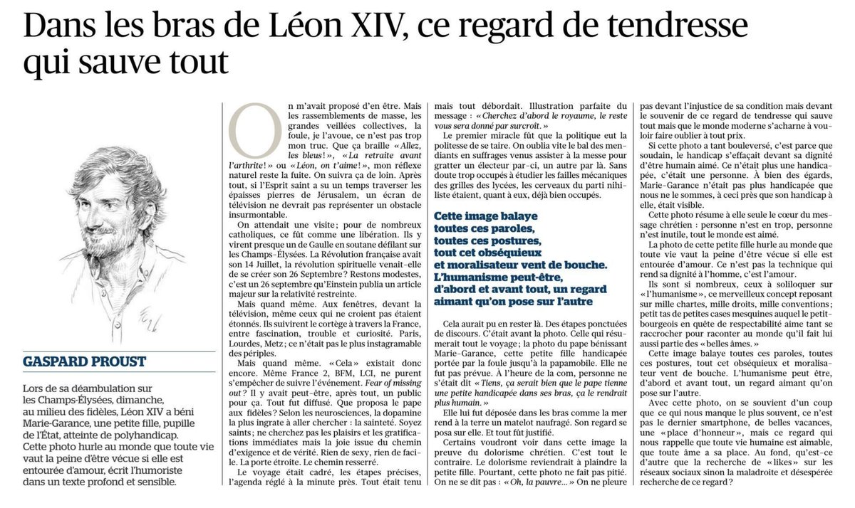 Outofnone1's tweet photo. 🔵 À LIRE ! « Dans les bras de Léon XIV, ce regard de tendresse qui sauve tout » Magnifique édito de Gaspard Proust ! https://t.co/cSypBGX2ia https://t.co/Opz7hFaZDE