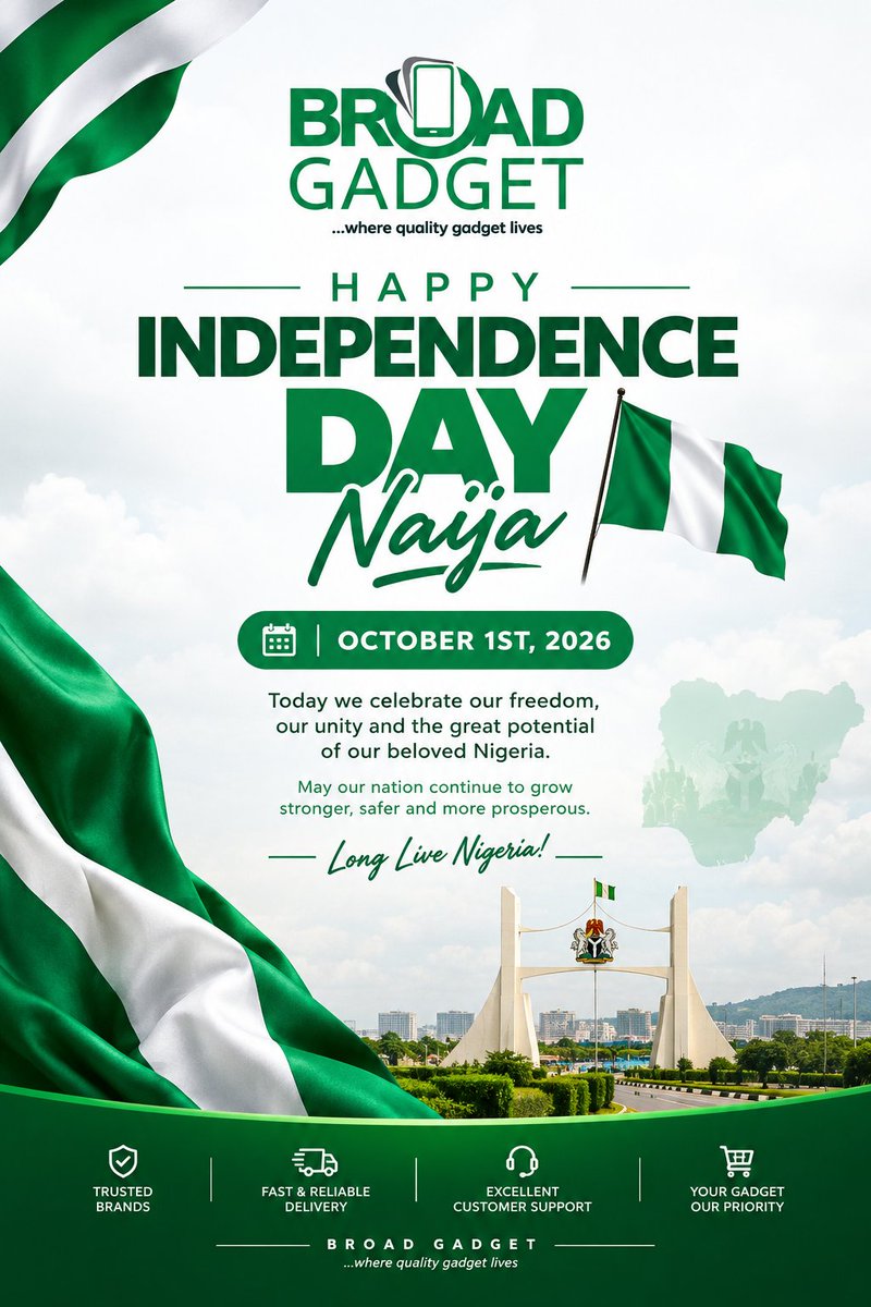 broadgadget's tweet photo. Happy 66th Independence Nigeria 🇳🇬 💚 https://t.co/H5AlLI0dtf