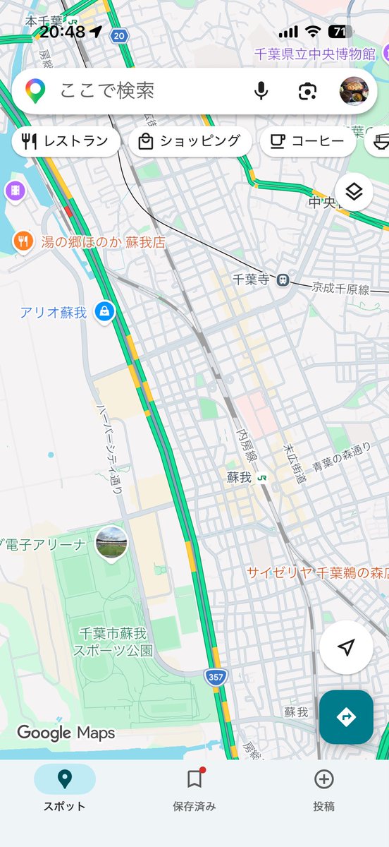 Niimura01's tweet photo. @saikaching 木更津方面に向かっていて、蘇我一丁目の交差点を右に曲がるところで事故。
ハーバーシティ通りに入る交差点なんです。
マップ見たら、これを公道サーキットとして爆走していたと思われます。そうじゃなきゃ120キロとかで走らないです。 https://t.co/keRuS1cPRQ