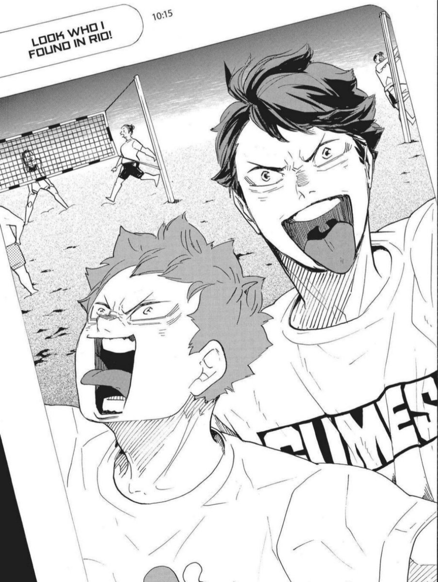 qiyusbridee's tweet photo. tiap liat panel ini masih selalu ketawa karena lucu banget liat ekspresi kageyama dan ushijima pas hinata pamer foto lagi sama oikawa di brazil😭 https://t.co/NdWFwjmDLO