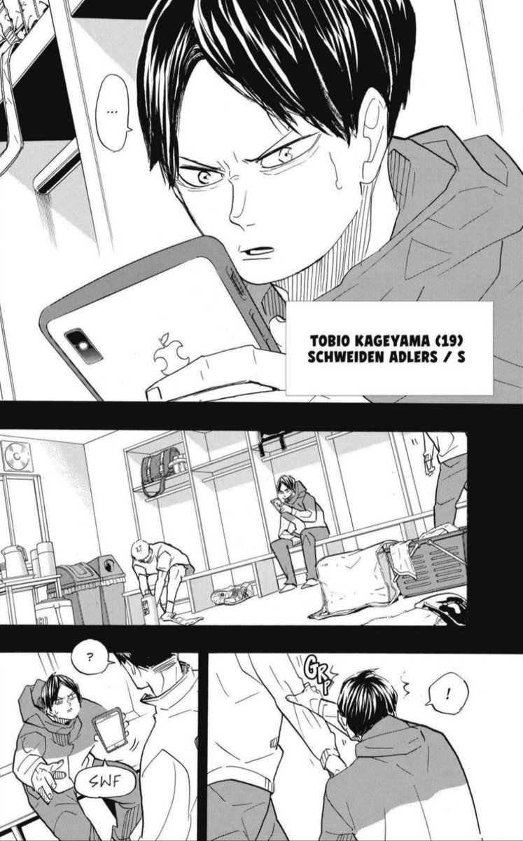 qiyusbridee's tweet photo. tiap liat panel ini masih selalu ketawa karena lucu banget liat ekspresi kageyama dan ushijima pas hinata pamer foto lagi sama oikawa di brazil😭 https://t.co/NdWFwjmDLO